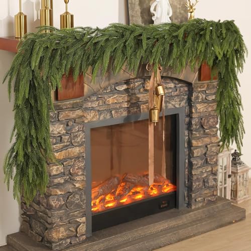 Norfolk Weihnachtsgirlanden aus Kiefernholz, künstliche Girlande, künstliche Tannennadeln, Girlande für Kamin, Tisch, Fenster, Treppen, Kaminsims, Urlaub, Innen- und Außenbereich, Weihnachtsdekoration Norfolk Weihnachtsgirlanden aus Kiefernholz, künstliche Girlande, künstliche Tannennadeln, Girlande für Kamin, Tisch, Fenster, Treppen, Kaminsims, Urlaub, Innen- und Außenbereich, Weihnachtsdekoration von VIERENA