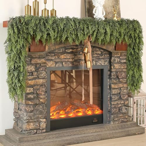 Weihnachtsgirlande aus Zedernholz, künstliche Zederngirlande, künstlich, üppig, grün, künstliche Tannennadeln für Kamin, Tisch, Fenster, Treppen, Kaminsims, Urlaub, Innen- und Außenbereich Weihnachtsgirlande aus Zedernholz, künstliche Zederngirlande, künstlich, üppig, grün, künstliche Tannennadeln für Kamin, Tisch, Fenster, Treppen, Kaminsims, Urlaub, Innen- und Außenbereich von VIERENA