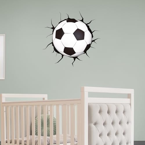 3D Fussball Aufkleber Fußball Rissige Wand Poster Kinderzimmer Jungen Schlafzimmer Fussball Deko Sticker von VIERSHU