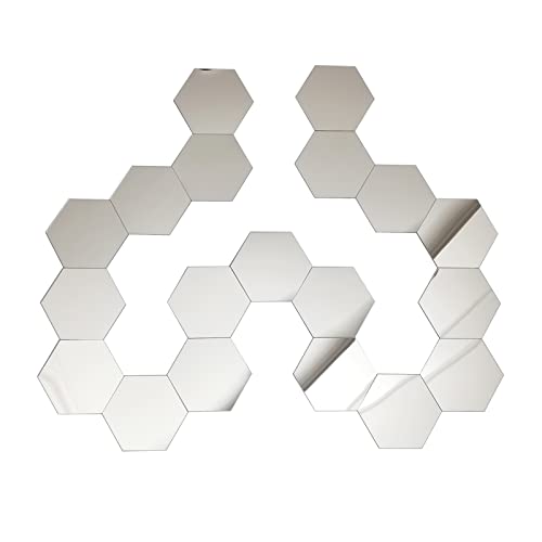 VIERSHU 36 Stück Hexagon Wandspiegel Selbstklebend Spiegel-Wandaufkleber Aufkleber für Wohnzimmer Schlafzimmer Dekor zum Wanddekoration Silbe von VIERSHU