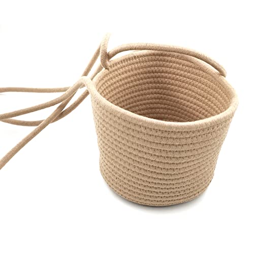 VIERSHU Makramee Blumentopf Hängend Innen Aussen Geflochten Pflanzenkörbe 20cm Durchmesser Boho Blumen Seegras Pflanzentopf für Haus Garten Hochzeit Wanddeko Jute von VIERSHU