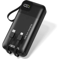 Powerbank USB-C [20.000mAh] Schwarz - Fast Charging 22.5 W, PD20 W Type-C Input & Output, Integrierte Type-C, Micro Kabel, USB-Eingang, Digital von VIESTA