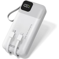 Powerbank USB-C [20.000mAh] Weiß - Fast Charging 22.5 W, PD20 W Type-C Input & Output, Integrierte Type-C, Micro Kabel, USB-Eingang, Digital Display von VIESTA