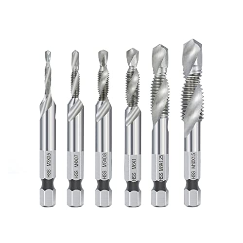 VIEUE Bohrer HSS. Faden-Metrik-Tap-Bits 1/4"Schaft M3 M4 M5 M6 M8 M10 Bohrbits Selbstschneidende Schrauben Werkzeugmaschinen Handwerkzeuge (Color : 1pc M8) von VIEUE