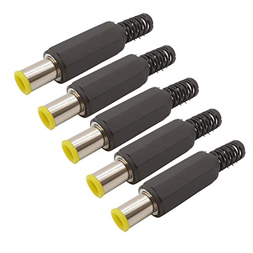 VIEUE Steckdosenanschluss 6,5 x 4,4mm Gleichstrom-Stecker-Stecker-Stecker gelb Kopf 6,5 * 4,4 mm mit 1,3 mm TIPP DC-Stecker-Klinkenladegerät DIY Reparaturadapter (Color : 5Pcs) von VIEUE