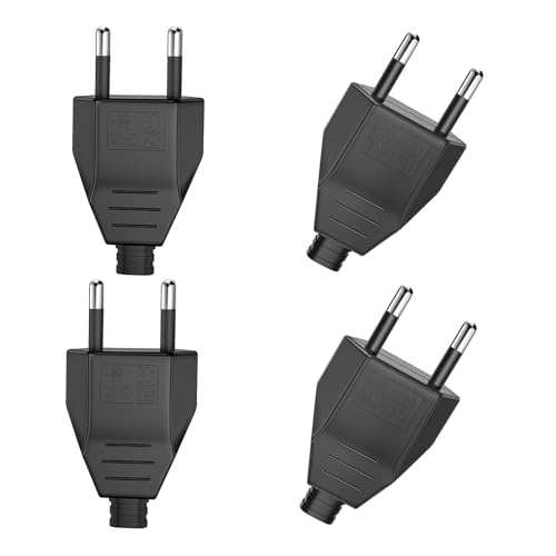VIEVRE Eurostecker, 4 Stücke Flachstecker, Eurostecker Flach, Stromstecker (220V, 2.5A), Stromstecker Flach(Schwarz) von VIEVRE