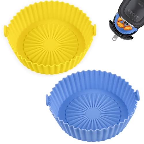 VIEVRE Air Fryer Silicone Pot,2 Stück Heißluftfritteuse Backform,Airfryer Silikonform,Silikonform für Heißluftfritteuse,Silikon Backform für Heißluftfritteuse,Heißluftfritteuse Silikon Backblech von VIEVRE