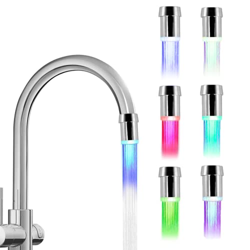 VIEVRE 2 Stück LED Wasserhahn,7 Farben Wasserhahn Aufsatz Küche,Bluegreen Wassersparer,LED Wasserhahn Aufsatz,Wasserhahn LED,Wasserhahn Aufsatz für Küche Badezimmer von VIEVRE