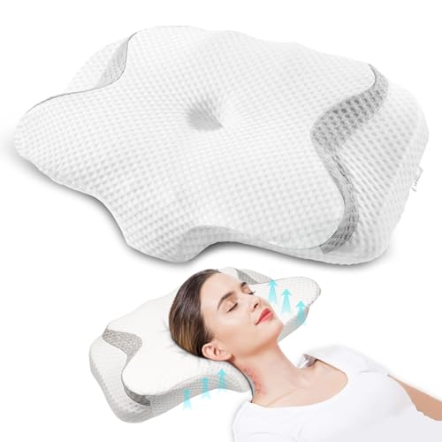 Nackenkissen Ergonomisches Kopfkissen Nackenschmerzen aus Memory Foam Nackenstützkissen für Besserung von Nacken und Schulterschmerzen Orthopädisches Kissen für Bauch Rücken Seitenschläferkissen von VIEWALL