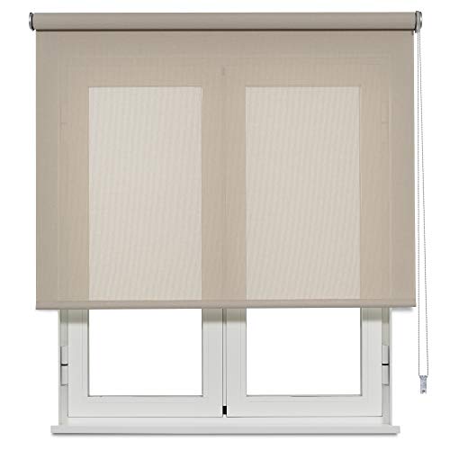 Seitenzugrollo Viewtex Easy fix Screen 10% Öffnungsgrad Leinen Weiss 45 x 190 cm - Hergestellt in Europa - 5 Jahre Garantie von VIEWTEX