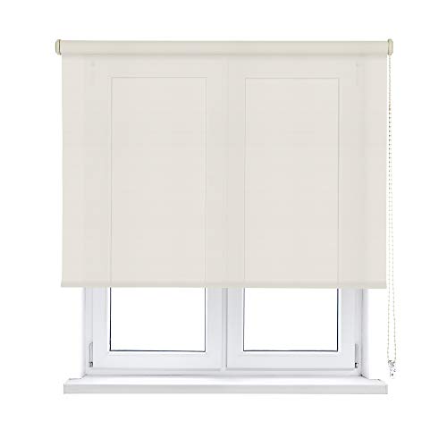 VIEWTEX Seitenzugrollo Screen 10% Öffnungsgrad Leinen Weiss 90 x 250 cm 5 Jahre Garantie von VIEWTEX