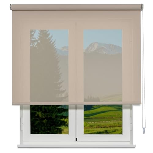 VIEWTEX Seitenzugrollo Screen 10% Öffnungsgrad Leinen Sand 105 x 250 c 5 Jahre Garantie von VIEWTEX