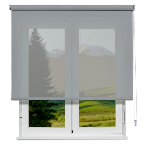 VIEWTEX Seitenzugrollo Screen 10% Öffnungsgrad Perlgrau 90 x 190 cm 5 Jahre Garantie von VIEWTEX