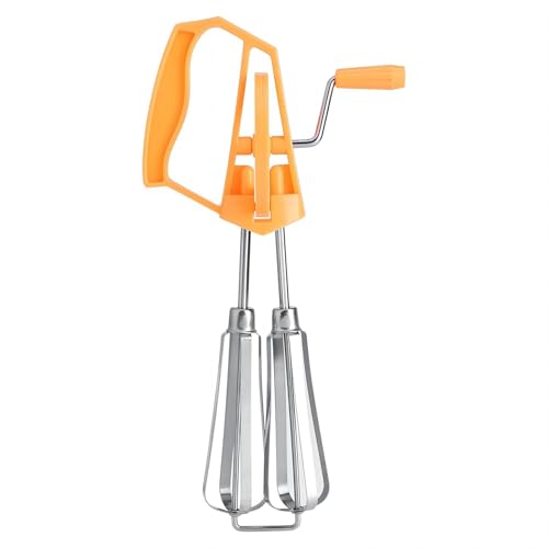 Eiermixer aus Edelstahl, Handmixer, Schneebesen, Küche, Eieraufschäumer, Handmixer, drehbar, Küchenwerkzeug (Orange) von VIFER