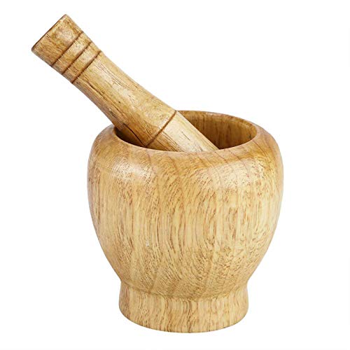 VIFER Knoblauch Stößel, Mörser Stößel Set Holz Knoblauch Ingwer Kräuter Gewürze Mörser Stößel Set Hand Manuelle Knoblauchmühle Schleifschale Holzmörser für Küche von VIFER