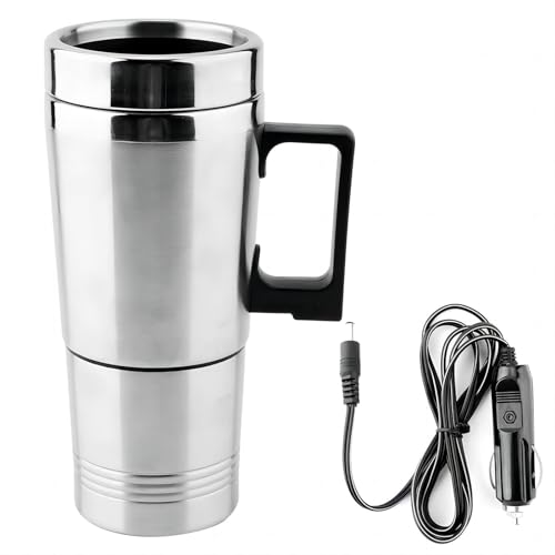 VIFER 12v Wasserkocher Thermoskanne Auto Wasserkocher 350ML + 150ML Edelstahl Auto Elektrokessel Kaffee Tee Thermoskanne Wasserkocher 12V von VIFER