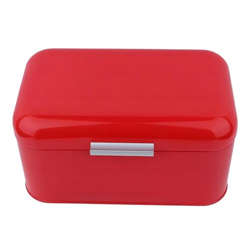 VIFER Brotkasten - Vintage Metall Brotkasten Brotbehälter Retro-Brotbox Brotkorb mit Deckel Küchen Brot Aufbewahrungsbox (Rot) von VIFER