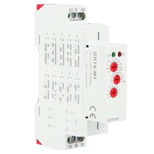 VIFERR Zeitrelais GRT8-M1 Multifunktionales Zeitrelais AC/DC 12V-240V Verzögerungszeitrelais mit 10 Funktionen 35 mm DIN-Schienenmontage von VIFERR