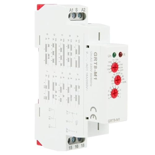 VIFERR Multifunktions-Zeitrelais GRT8-M1 AC/DC 12V-240V Verzögerungszeitrelais mit 10 Funktionen 35 mm DIN-Schienenmontage von VIFERR