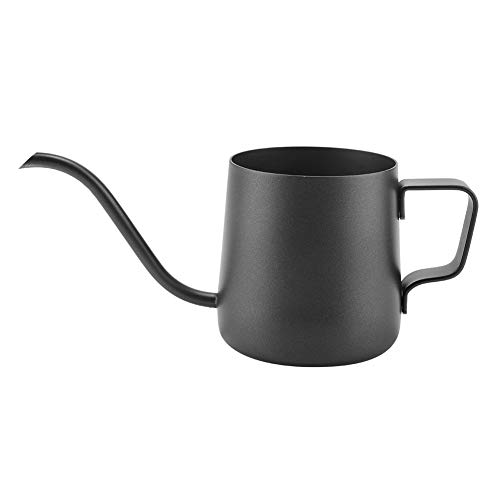 VIFERR Kaffeekanne Schwanenhals Kaffeekessel 250ml Edelstahl Wasserkocher Mini Teekanne Langer Auslauf Handtropfkessel, Schwarz von VIFERR