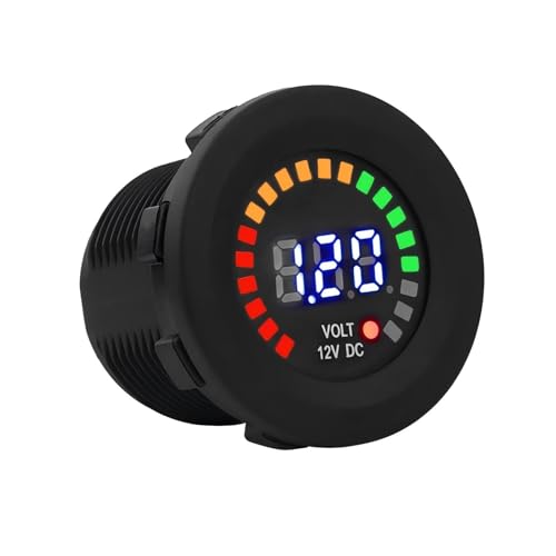 VIFERR Motorrad Voltmeter, 12V Motorrad Auto LED Digitalanzeige Voltmeter Wasserdichte Spannung Voltmeter Gauge Schwarz von VIFERR