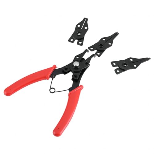 VIFERR Sprengringzange, Sprengringzangen Set mit Auswechselbaren Köpfen Sicherungszange Seegering-Zange Handwerkzeug (Rot) von VIFERR