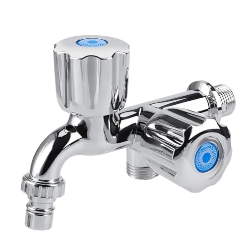 VIFERR Waschmaschine Wasserhahn Anschluss-Ventil Waschmaschine Spülmaschine Wasseranschluss-Verteiler Geräteanschluss Doppeltem Auslauf Griff G1 / 2 Gerader Griff Chrom von VIFERR