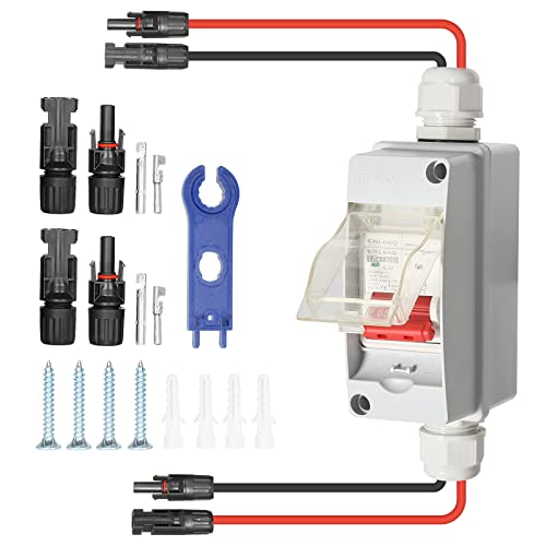 VIFERR DC Trennschalter, 500V 32A 1 in 1 Out 1 String PV Anlage Leitungsschutzschalter IP65 Wasserdicht DC Schutzschalter mit Kabel Solar Combiner Box für PV Solaranlage von VIFERR