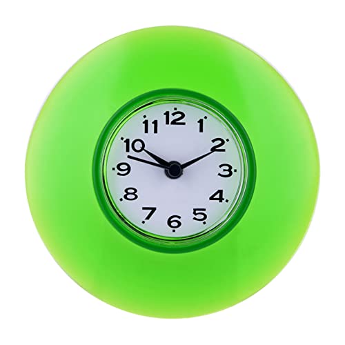 VIFERR Dusche Wanduhr, Badezimmeruhr mit Saugnapf Mini Wanduhren Wasserdicht Runde Duschuhr Quarz Uhren Dekoration für Dusche Küche Badezimmer Schlafzimmer (Grün) von VIFERR