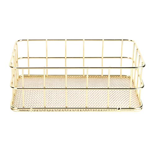 VIFERR Metall Aufbewahrungskorb Gold Grid Drahtkorb Kosmetik Organizer Box Desktop Finishing Korb für Badezimmer Home Office (S) von VIFERR