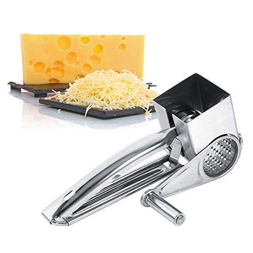 VIFERR Käsereibe, Trommelreibe Edelstahl Multifunktions Küchenreibe Craft Rotary Käsereibe mit Kurbel, Parmesanmühle Manuell Cheese Grater für Käse Gemüse Obst von VIFERR