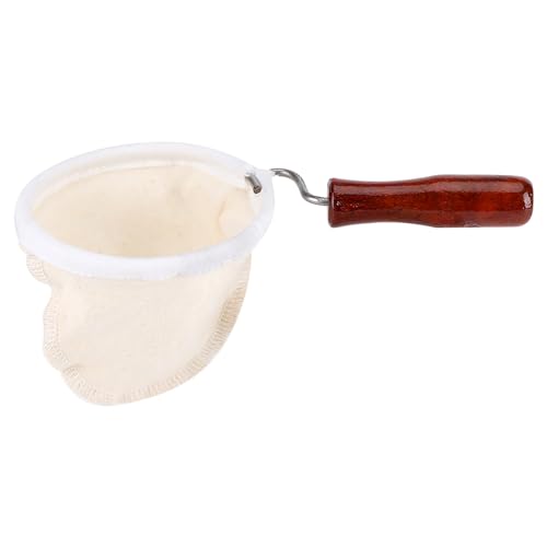 VIFERR Kaffeefiltersieb, Kaffeefiltertuch Wiederverwendbares Kaffee Filter Flanell Tuch Kaffeesieb Tuchfilter Waschbares mit Holzgriff (L) von VIFERR