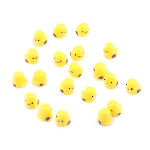 VIFERR Miniatur-Hühnchen, gelbes Huhn, Mikro-Garten-Ornamente, Puppenhaus-ationen für Feengärten, 20 Stück gelbe PVC-Mini-Hühnchen-Ornamente von VIFERR