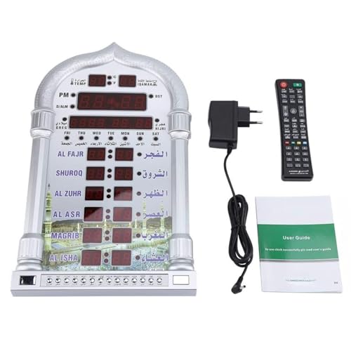 VIFERR Muslim Wecker, Automatische Muslim Uhr Islamische Wanduhr AZAN Uhr Digitale Muslimische Gebet Alarm mit EU-Stecker 110-240V von VIFERR