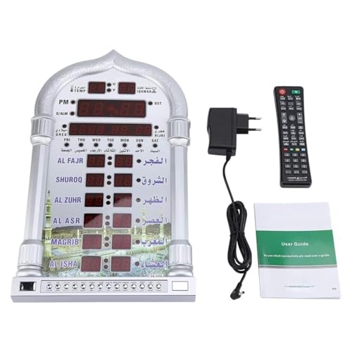 VIFERR Muslim Wecker, Automatische Muslim Uhr Islamische Wanduhr AZAN Uhr Digitale Muslimische Gebet Alarm mit EU-Stecker 110-240V von VIFERR