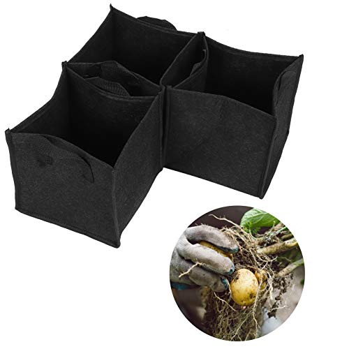 VIFERR Pflanzsack 3 Pcs Felt Pflanztaschen mit Griffen Square Growbag Container für Gemüse niedriger Früchte 19.5x19.5x20cm von VIFERR