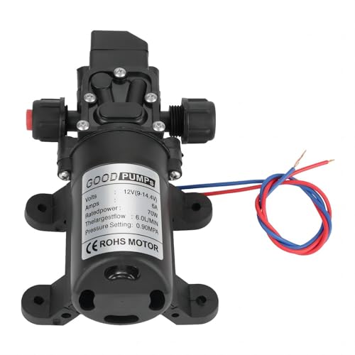 VIFERR Wasserpumpe DC 12V Selbstansaugende Druckwasserpumpe 0.9Mpa 6L/Min Hochdruckpumpe Membranpumpe für Wohnwagen Wohnmobil Boote Garten von VIFERR