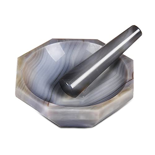 1 x 30 mm natürlicher Achat-Mörtel für Labor, verschleißfester Achatmörser mit Schleifstab von VIGAN
