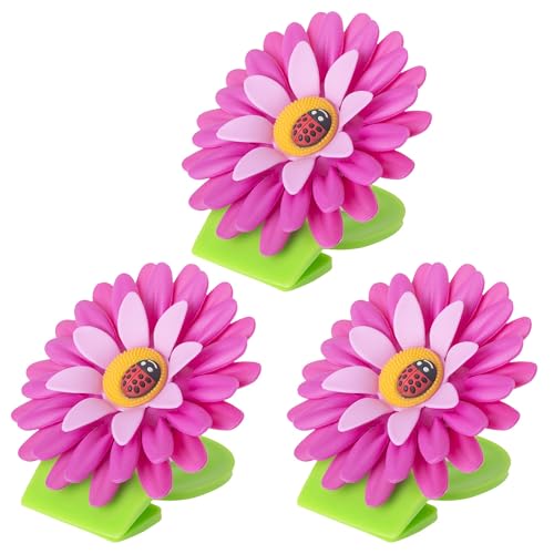 VIGAR Flower Power Klammern für Kühlschrank, 3 Stück, Material: ABS, Gummi, PPN, Magnet: Stahl, Aluminium, Boro, Magenta, 8 x 8 x 2.5 cm, 3 von VIGAR