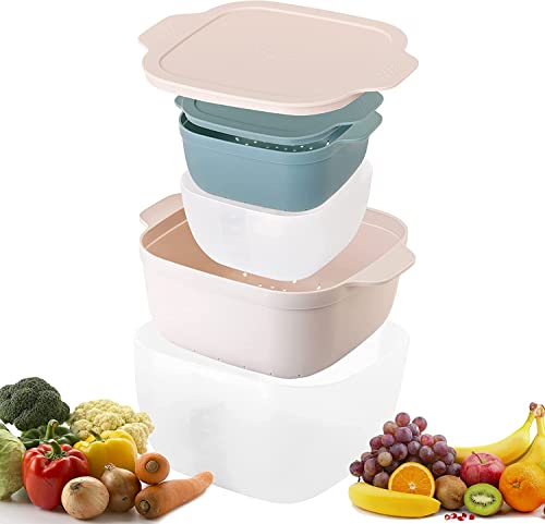 Vigar - Homey | 2er Pack Schüsselset mit Deckel und Küchensieb (1,5 L und 4,5 L) - BPA-freier Kunststoff von VIGAR