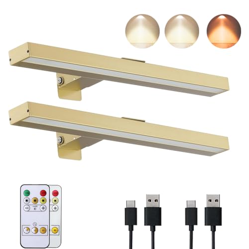 VIGMOJ 2-Drahtlose Ladebildlichter, Farblichter mit Fernbedienung, 16-Zoll wiederaufladbare Dart Beleuchtung Mall Lichter, mit 3-Beleuchtungsmodi (Sandgold) von VIGMOJ