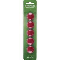 Vigo - Magnete für Magnettafeln 5er Pack, rot, rund Magnettafel & Pinnwand von VIGO