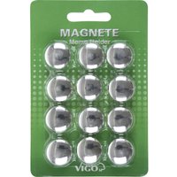 Magnete für Magnettafeln 12 er Pack, chrom, rund Magnettafel & Pinnwand - Vigo von VIGO