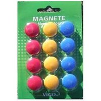 Vigo Magnete für Magnettafeln 12er Pack, bunt, rund Magnettafel & Pinnwand von VIGO