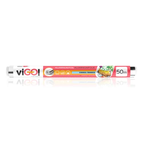 viGO! - Alufolie I 50m x 28cm I Aluminiumfolie I Vielseitige Verwendung I Hitzebeständig bis 220°C I für den Täglichen Gebrauch I Schützt vor Ofenschmutz - 1 Stück von viGO