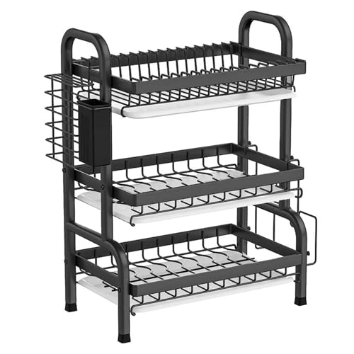 Abtropfgestell Geschirr, 2-stufiges Geschirrabtropfgestell, Mehrstöckiger Geschirrabtropfer, Geschirr Abtropfständer Abtropfgitter, Geschirrtrockner mit Utensilienhalter und Abtropfschale - DRYSTACK Abtropfgestell Geschirr, 2-stufiges Geschirrabtropfgestell, Mehrstöckiger Geschirrabtropfer, Geschirr Abtropfständer Abtropfgitter, Geschirrtrockner mit Utensilienhalter und Abtropfschale - DRYSTACK von VIGOEXPRESS