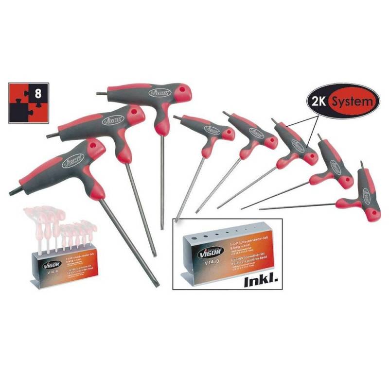 VIGOR Schraubendreher T-Griff Schraubendreher-Satz Innen Sechsrund 8tlg V1410, Mehrkomponentengriff, T-Griff von VIGOR
