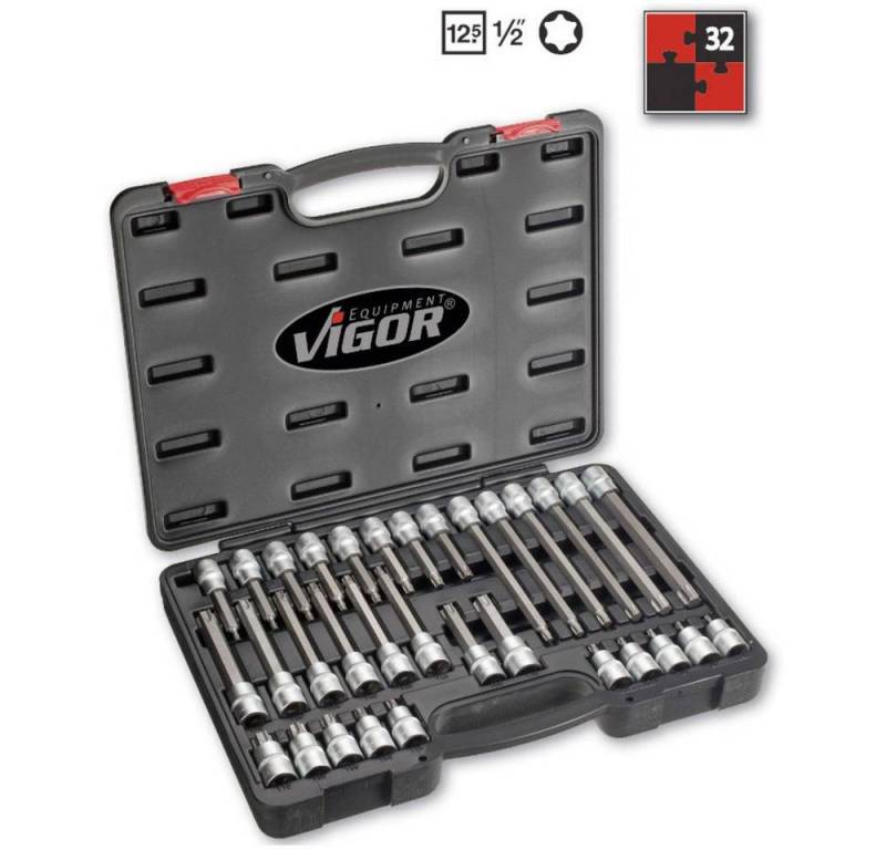 VIGOR Steckschlüssel Sechsrund-Nüsse 32tlg. 12.5 mm (1/2″ V1917 von VIGOR