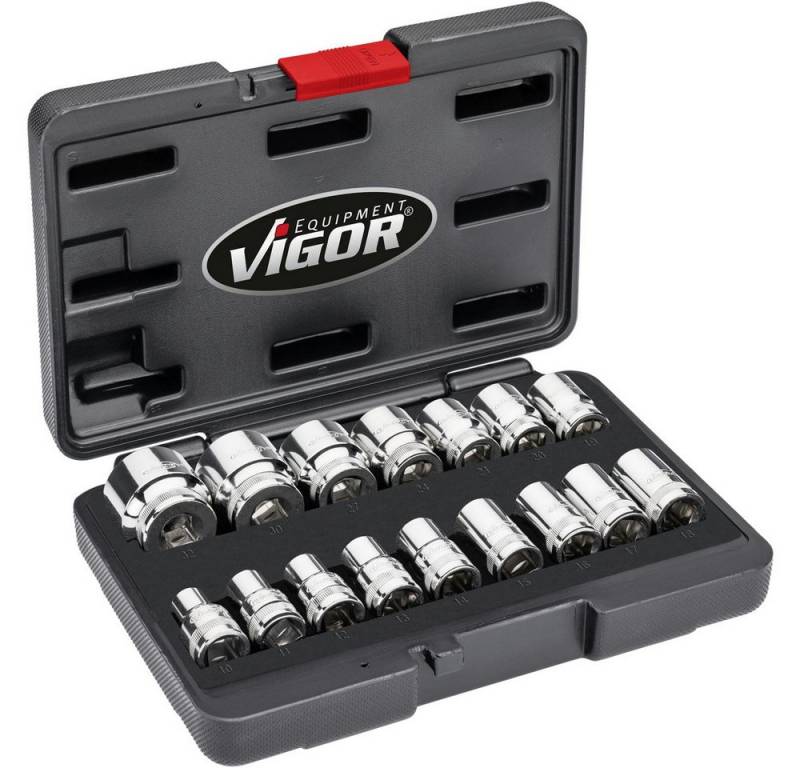 VIGOR Steckschlüssel Vigor Steckschlüsseleinsatz-Set 1/2" (12.5 mm) 17teilig V7512/17 von VIGOR