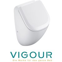 Derby Urinal Zulauf verdeckt mit SoftClose Deckel & Befestigungssatz, spülrandlos weiß - Vigour von VIGOUR